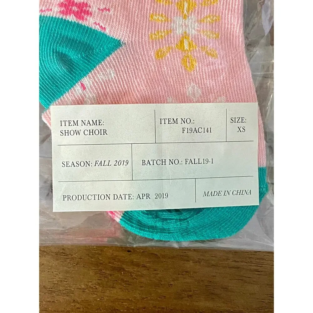 NIB Wildflowers Happy Go Lucky Pink Green Show Choir Knit Floral Socks Girls XS